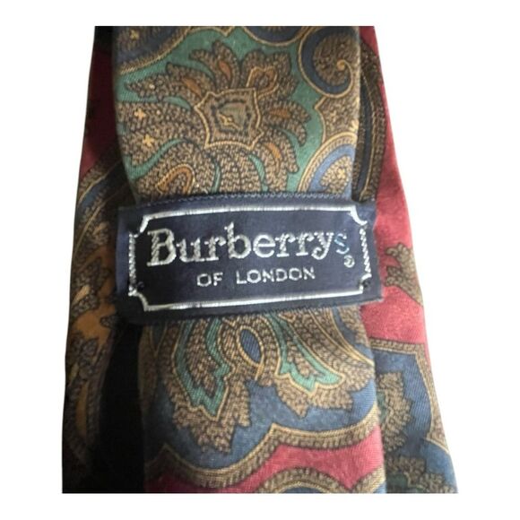 Burberry London Tie Men's Paisley Geometric 100% Silk Equestrian Necktie Career - Picture 10 of 11